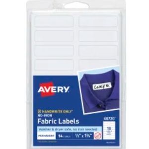🆓🎁NWT🎁 Avery NO-IRON FABRIC LABELS WASH DRY SAFE & PERMANENT 54 Labels